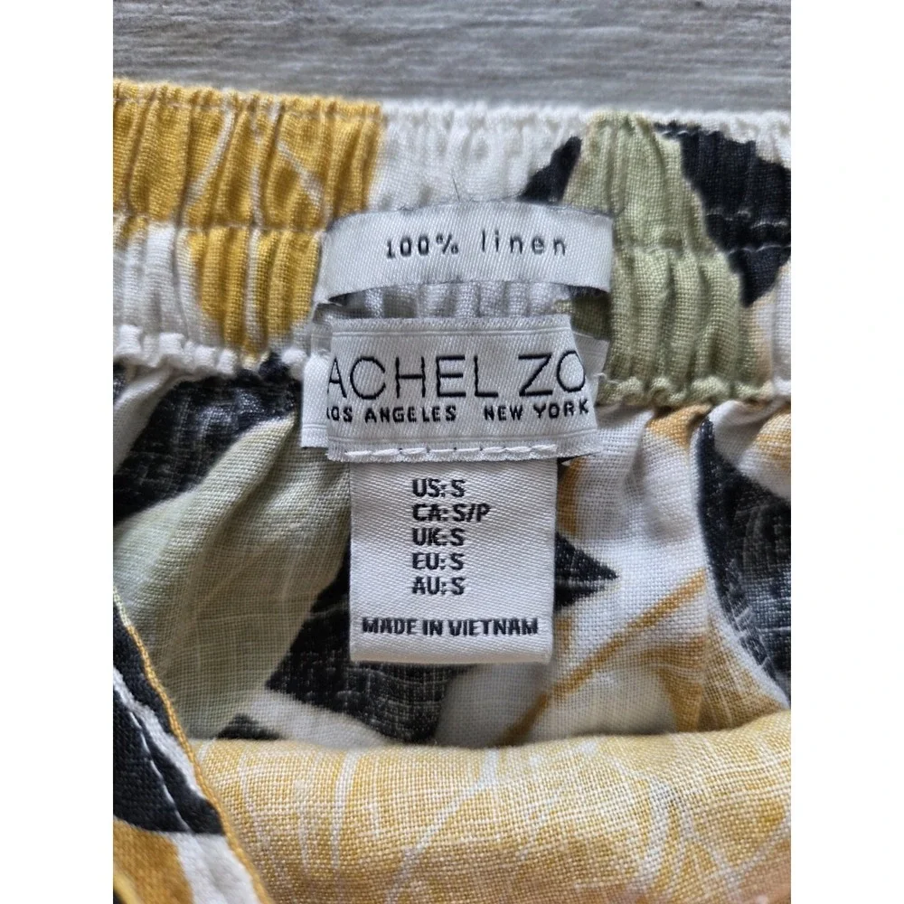 Rachel Zoe 100% Linen Floral Wrap Skirt Tie Waist Midi Small Boho Cottage Coast